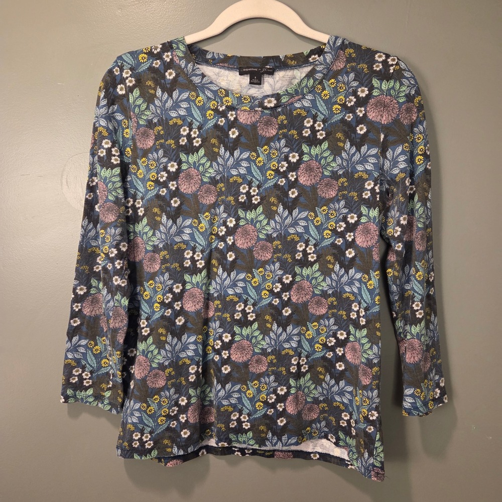 J.Crew x Abigail Borg Prairie Moonlight 3/4 Sleeve Shirt Floral Print Women's S